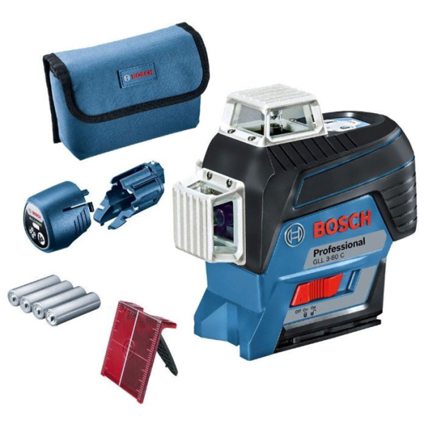 Лінійний лазерний нівелір Bosch Professional GLL 3-80 C з мішенню, чохлом (0601063R00)