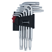 Набір Г-подібних ключів TORX з отвором 9 од., S2, T10-50, HAISSER (102896)