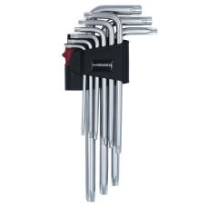 Набір Г-подібних ключів TORX з отвором 9 од., T10-50, HAISSER (102897)