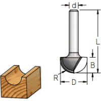 RB16005 Фреза гравірувальна заокруглена двозуба R=8 S=8 D=16x9,5х43 (RB16005)