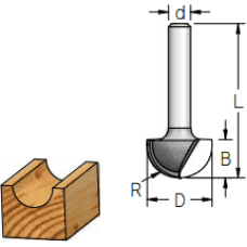 RB16005 Фреза гравірувальна заокруглена двозуба R=8 S=8 D=16x9,5х43 (RB16005)