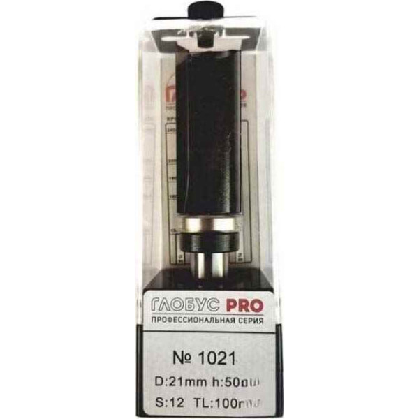 Фреза ГЛОБУС 1021 PRO Z2 D21 I60 d12x50 T.L.110 підшипник 21x12x5 кромочна пряма з нижнім підшипником (1021-PRO-D21X60-G)