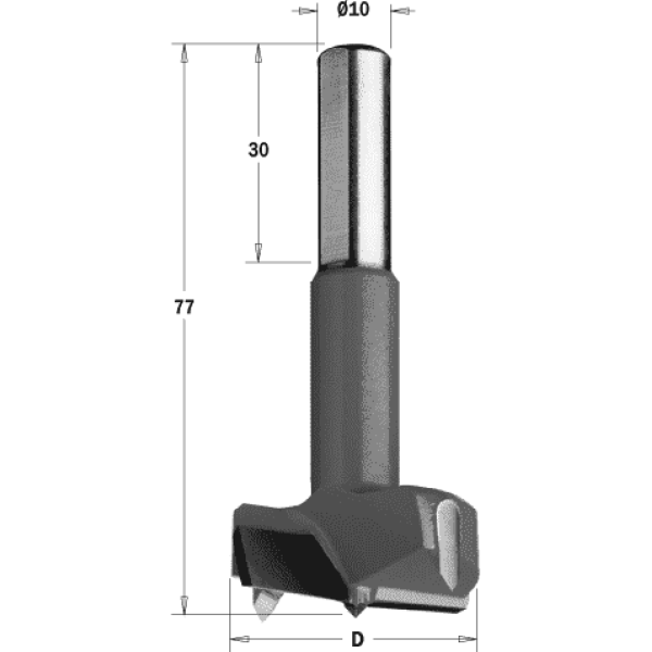 Свердло циліндричне HM D=20 L=77 S=10x30 LH (370.200.12)