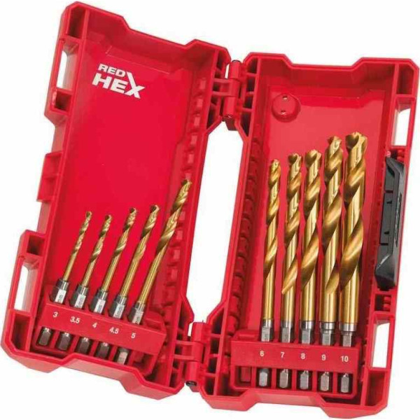 Набір свердл по металу RedHEX HSS-G TiN MILWAUKEE, (10шт) (48894759)