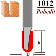 Фреза POBEDIT 1012 D12x25 пазова галтельна (1012-D12x25-P)