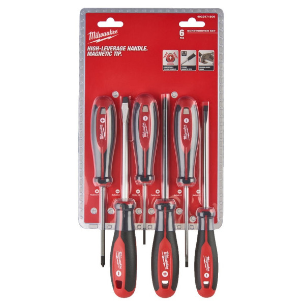 Набір викруток магнітних MILWAUKEE з тригранною рукояткою (PZ1/PZ2/SL3/SL4/SL5.5/SL6.5) (6шт) (4932471806)