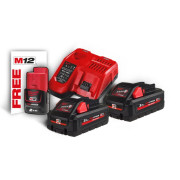 Енергокомплект акумуляторний Li-Ion MILWAUKEE, M18 HNRG-302 (+заряд.пристрій, 2 акум. M18 HB3(3Аг), 1 акум. M12 B2 2А (4933471071)