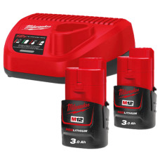 Енергокомплект акумуляторний Li-Ion M12 NRG-302 (B3 2шт +зар.пристр. С12С) MILWAUKEE (4933451902)