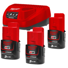 Акумулятор Li-Ion MILWAUKEE, M12 NRG-303 (+ заряд.пристрій, 3 акум.Х 3Аг) (4933459207)