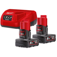 Акумулятор Li-Ion MILWAUKEE, M12 NRG-602 (+ заряд.пристрій, 2 акум.Х 6Аг) (4933451903)