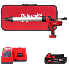 Пістолет для герметиків акумуляторний MILWAUKEE, C18 PCG/600A-201В, 600мл (+ заряд.пристрій, 1 акум., алюм. труба, в сумці для і (4933441305)