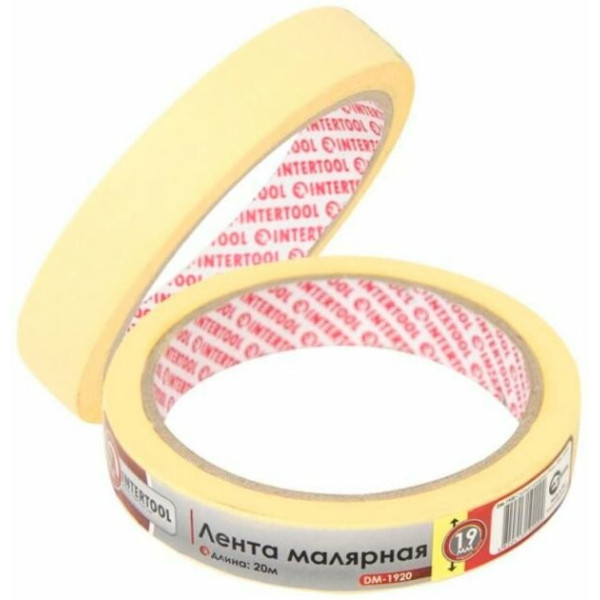 Стрічка малярська 19 мм, 20м, жовта (DM-1920)