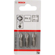 Біта Bosch Extra-Hart PH2, 25 мм, 3 шт (2607001511)