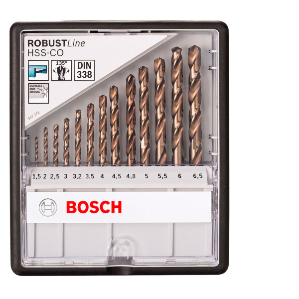 Набір 13 свердел Bosch HSS-Co 1,5-6,5 мм Robust Line (2607019926)