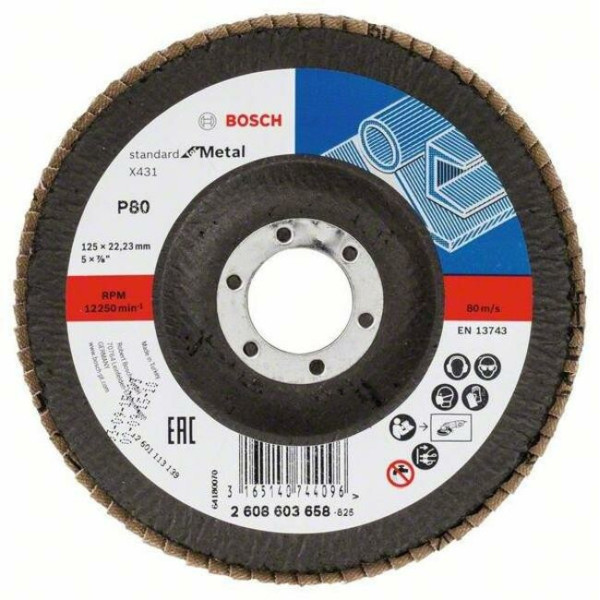 Пелюстковий шліфкруг Bosch Standard for Metal, 125 мм, 80 (2608603658)