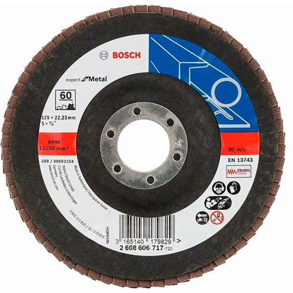 Складчастий шліфкруг Bosch Expert for Metal, 125×22,23 мм, К60 (2608606717)