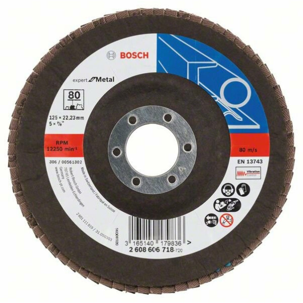 Складчастий шліфкруг Bosch Expert for Metal, 125×22,23 мм, К80 (2608606718)