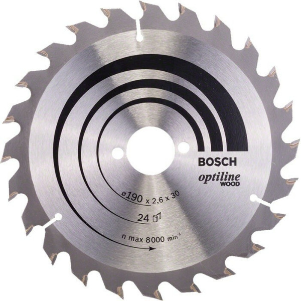 Пиляльний диск Bosch Optiline Wood 190×2,6×30, 24 ATB (2608640615)