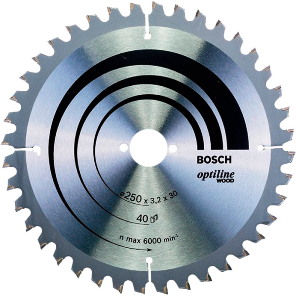 Пиляльний диск Bosch Optiline Wood 250×3,2×30 мм, 40 ATB/N (2608640643)