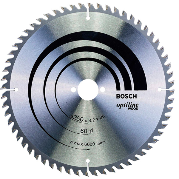 Пиляльний диск Bosch Optiline Wood 250×3,2×30 мм, 60 ATB (2608640729)