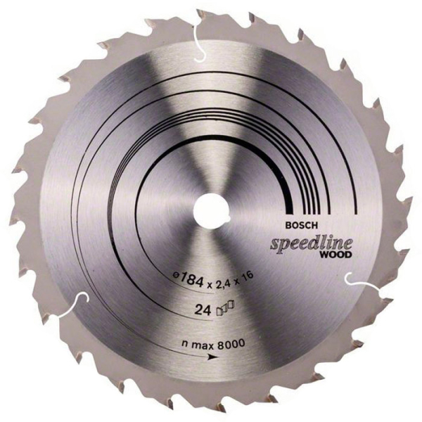 Пиляльний диск Bosch Speedline Wood 184×2,2/1,6×16 мм, 24 ATB/FT (2608640795)