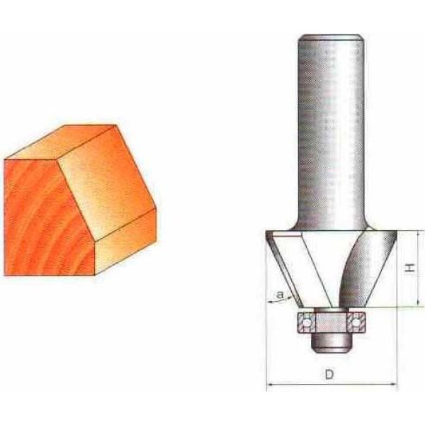 Фреза ГЛОБУС 1024 d12 60°x73 кромочна конусна з нижнім підшипником (1024-d12-60°X73-G)