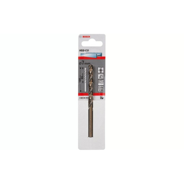 Свердло по металу Bosch HSS-Co, DIN 338, 7×69 мм, 1 шт (2608585858)