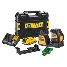 Рівень лазерний лінійний DeWALT, 10.8/12/18 В XR Li-Ion, зелений промінь, 2 промені, вага комплекту 4.4 кг, 1 акумулятор 18 В XR Li-Ion 2 Аг, ЗП, лазерна мішень, кронштейн для настінного монтажа, TSTAK (DCE088D1G18)