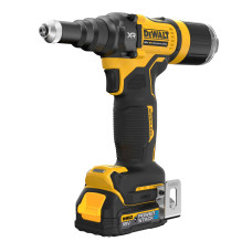 Заклепочник DeWALT, безщітковий, 18 В XR Li-Ion PowerStack GFN блок 1.7 Аг, 10 Кілоньютонів, діаметр заклепки 2.4-4.8 мм, швидкість стягування 1.36 сек., вага 1.65 кг, 2 акумулятори, зарядний пристрій, валіза TSTAK, носові наконечники 2.4, 3.2, 4, 4.8 мм 