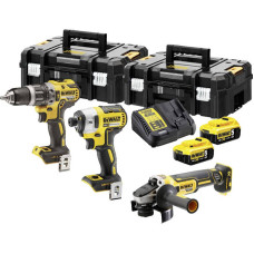 Набір з трьох інструментів безщіткових DeWALT, 18 В XR Li-lon, 5 Аг, вага 9.7 кг, валіза, 2 акумулятори і зарядний пристрій (DCK384P2T)