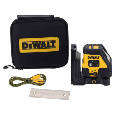 Рівень лазерний лінійний DeWALT, вбудований Li-Ion акумулятор, червоний промінь, 2 промені, вага 0.77 кг, кабель зарядки USB-C, монтажна пластина, сумка (DCLE14201RB)