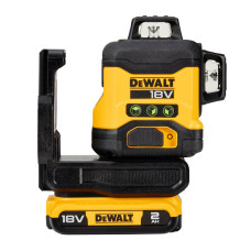 Рівень лазерний лінійний DeWALT, 18 В XR Li-Ion, зелений промінь, промені 3х360°, вага комплекту 3.7 кг, 1 акумулятор 18 В XR Li-Ion 2 Аг, ЗП, кронштейн для настінного монтажа, кейс (DCLE34031D1)