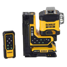 Рівень лазерний лінійний DeWALT, 18В XR Li-Ion, зелений промінь, 3 промені, Bluetooth з’єднання, вага 1.8 кг, без акумулятора та ЗП, пульт дистанційного керування, стельовий кронштейн, мішень, кейс T-STAK (DCLE34035B)