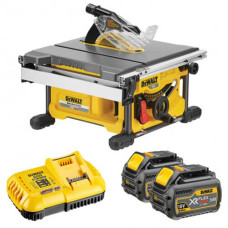 Пила циркулярна настільна акумуляторна безщіткова DeWALT, 54В XR FLEXVOLT Li-lon, 5800 об/хв, діаметр диска 210х30 мм, вага 21.5 кг, 2 акумулятора 6 Аг, ЗП, сумка для зберігання акумуляторів (DCS7485T2)