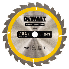 Пила дискова 184х16х24, 1,8/1,2,дерево, дерево з цвяхами, DeWALT (DT1939)