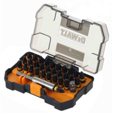 Набір біт DeWALT McLaren, Phillips, Pozidriv, Torx, L = 25 мм - Ph1, Ph2, Ph3, Pz1, Pz2, Pz3, T15, T20, T25, T27, T30, адаптер під головки, магнітний тримач, 32 шт. (DT70901T)