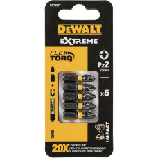 Набір біт DeWALT, ударні, IMPACT TORSION EXTREME, Pozidriv, Pz2, L=25 мм, 5 шт (DT7387T)