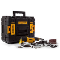 Багатофункціональний інструмент мережевий DeWALT, 300 Bт, 0 - 22000 кол/хв, вага 1.5 кг, насадки 8 шт, шліфпапір 25 шт, валіза (DWE315KT)