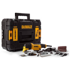 Багатофункціональний інструмент мережевий DeWALT, 300 Bт, 0 - 22000 кол/хв, вага 1.5 кг, насадки 8 шт, шліфпапір 25 шт, валіза (DWE315KT)