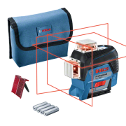 Лінійний лазерний нівелір Bosch Professional GLL 3-80 C в L-Boxx 136 з приймачем LR 7, тримачем BM 1, мішенню, чохлом, 1 акб GBA 12V 2.0 Ah та з/п GAL 1230 CV (0601063R05)