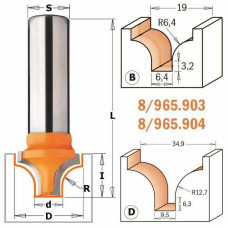 Фреза HM D=34,9 d=9,52 R=12,7 I=25 S=12 Профіль=C / 965.904.11 (965.904.11)