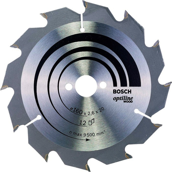 Пиляльний диск по дереву Bosch Optiline Wood 160×2,6×20, 12 ATB (2608641173)