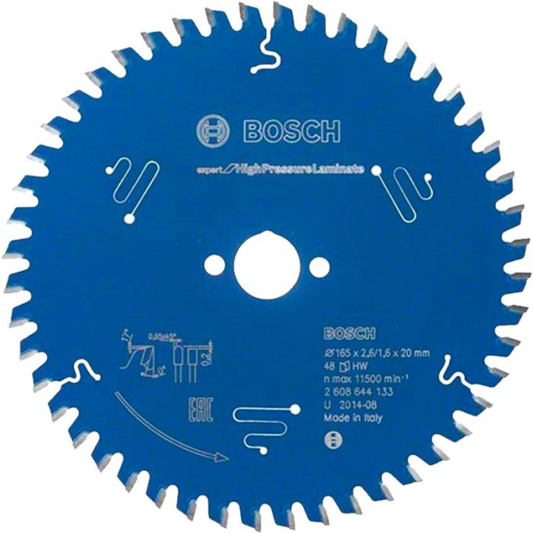 Пиляльний диск Bosch Expert for High Pressure Laminate 165×2,6×20, 48 HTLCG (2608644133)