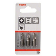 Набір біт Bosch Extra Hart PH1, PH2, PH3, 25 мм (3 шт) (2607001752)