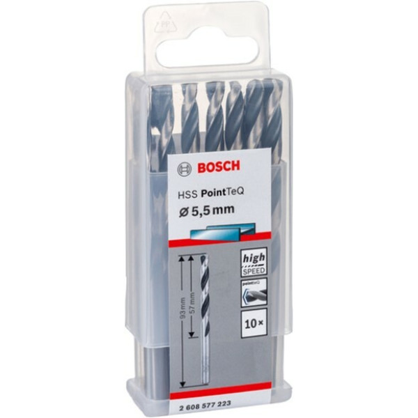 Свердло Bosch HSS-PointTeQ, 5,5×57×93 мм, 10 шт (2608577223)