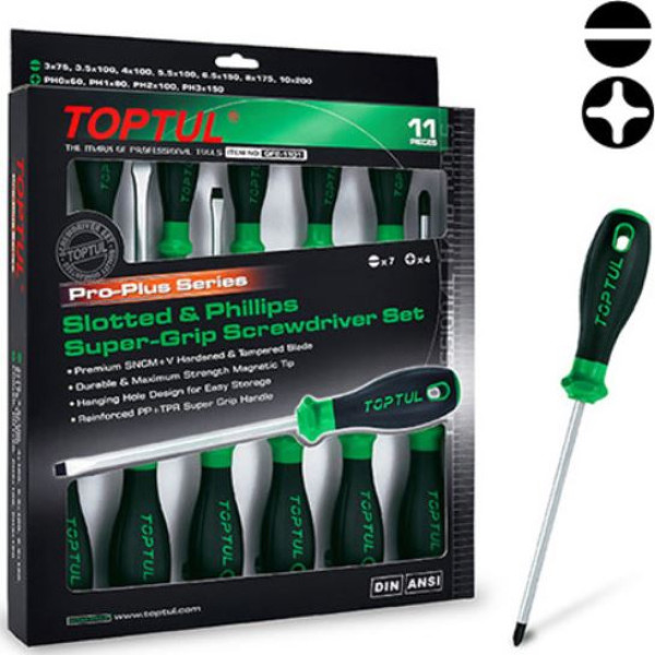 Набір викруток 11 од. PRO-PLUS SERIES GFE-1101 TOPTUL (GFE-1101)
