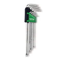 Haбіp Г-пoд. ключів TORX T10-T50 9oд. cупepдл. з oтвopoм GAAL0915 TOPTUL (GAAL0915)
