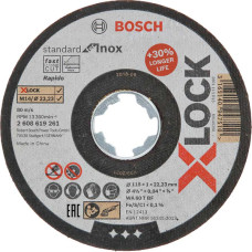 Круг відрізний Bosch X-Lock Standard for Inox, 115х1х22,23 мм, прямий, 10 шт (2608619266)