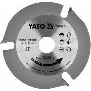 Диск пиляльний по дереву YATO : Ø125 x 22.23 x 3.8 мм, 3 зубці, R.P.M до 12200 1/хв (YT-60470)