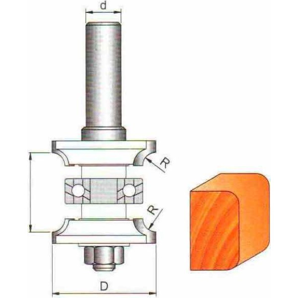 Фреза ГЛОБУС 3517 set R5 кромочна кальовочна комбінована (3517-set-R5-G)